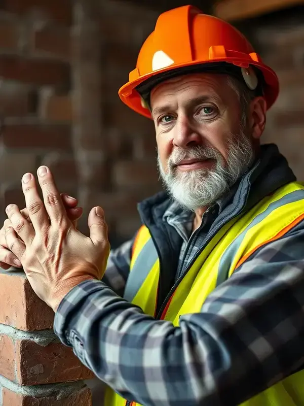 Experienced mason at work