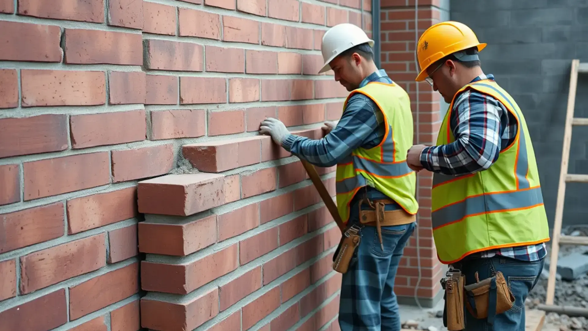 Professional bricklaying work in progress